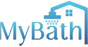 MyBath Colorado logo that has a shower raining down onto the words